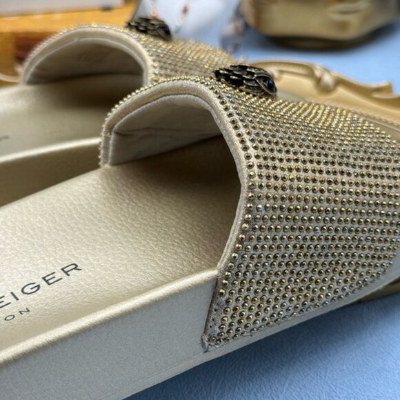 🆕 KURT GEIGER LONDON 🧿 NWOB Meena Eagle Gold Crystal Studded Slide, Sz US 7 - Picture 14 of 14